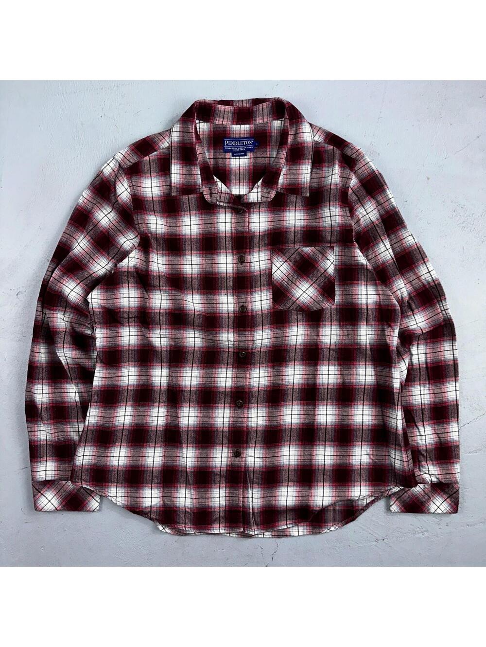 Women’s Pendleton Flannel Shirt Button Up Plaid Magenta Black 90s Punk Grunge XL